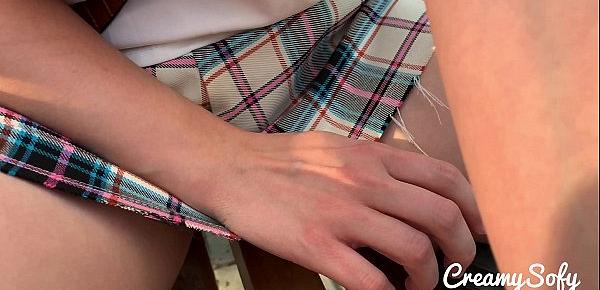  Surprise from my naughty girlfriend - mini skirt and daring public blowjob - CreamySofy